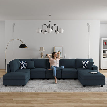 L Lengend Vansen Modular Sectional Sofa U Shaped Couch with Ottoman Modern Reversible Corner