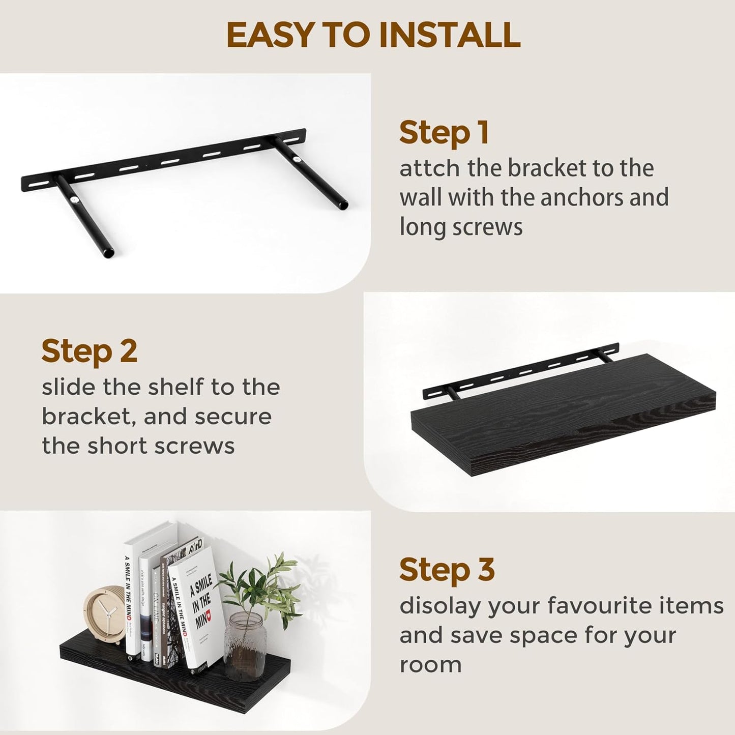 72 Inch Floating Shelves Black, 72 x 9 Rustic Wooden Fireplace Mantel, 9 Inch Floating Shelf for