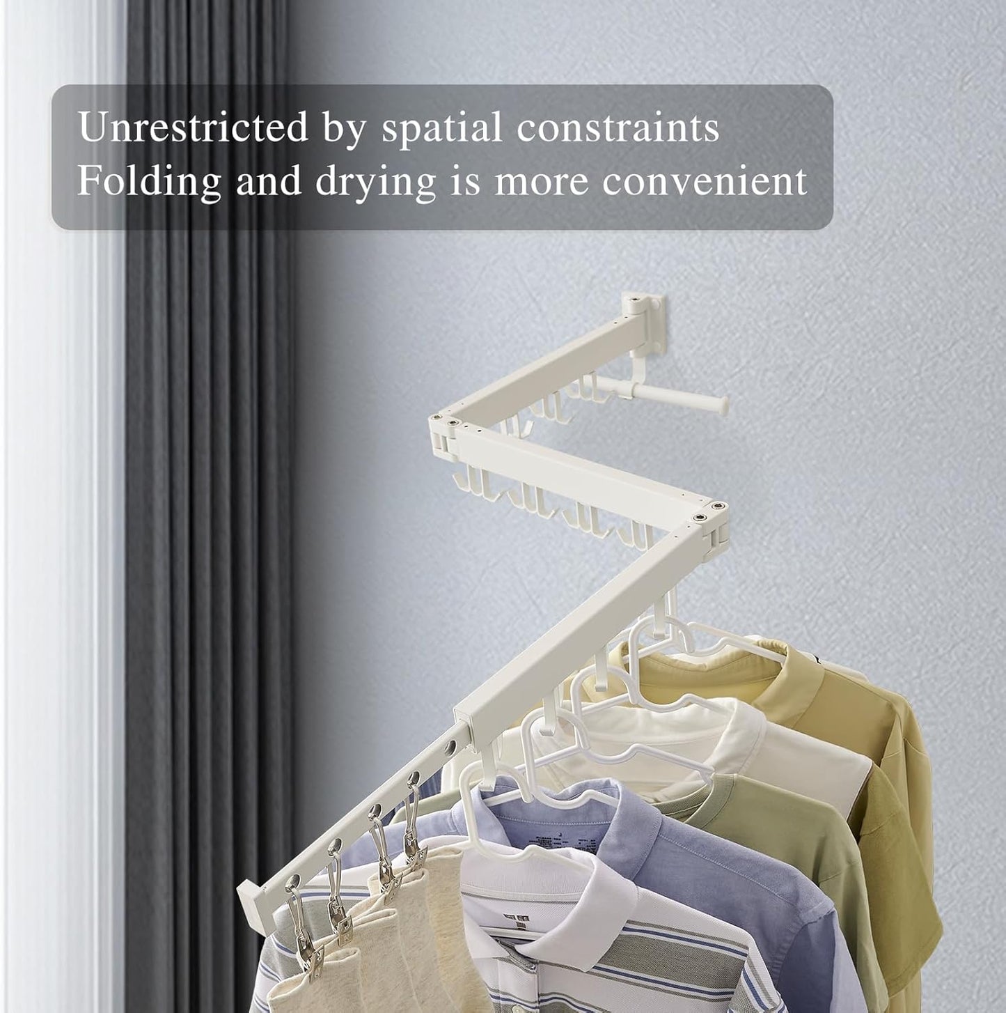 Wall Mounted Clothes Drying Rack,Drying Rack Clothing Wall Mount with Foldable
