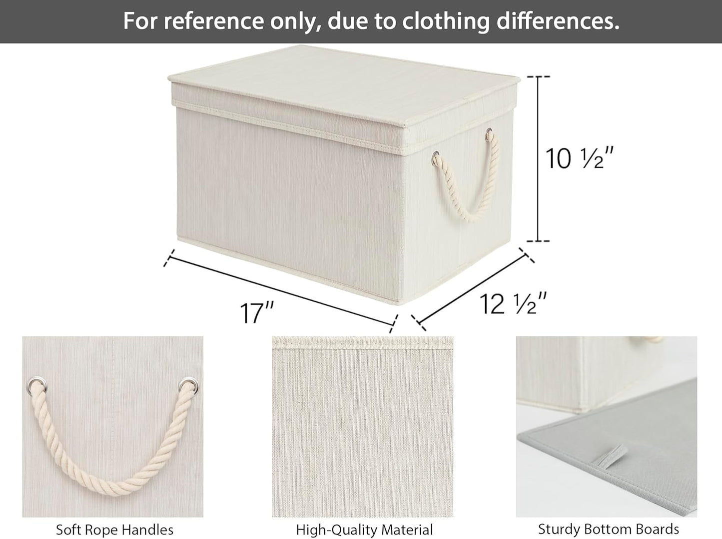 StorageWorks Storage Bins with Lids, Decorative Storage Boxes with Lid and Soft Rope Handles