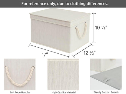 StorageWorks Storage Bins with Lids, Decorative Storage Boxes with Lid and Soft Rope Handles