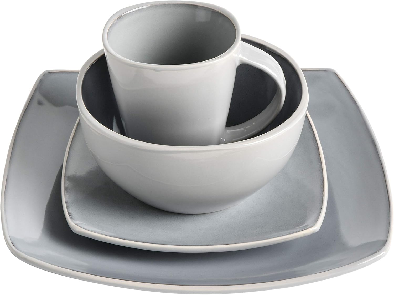 Gibson Elite Soho Lounge Square Reactive Glaze Stoneware Dinnerware Set, Service for 4 (16pc)