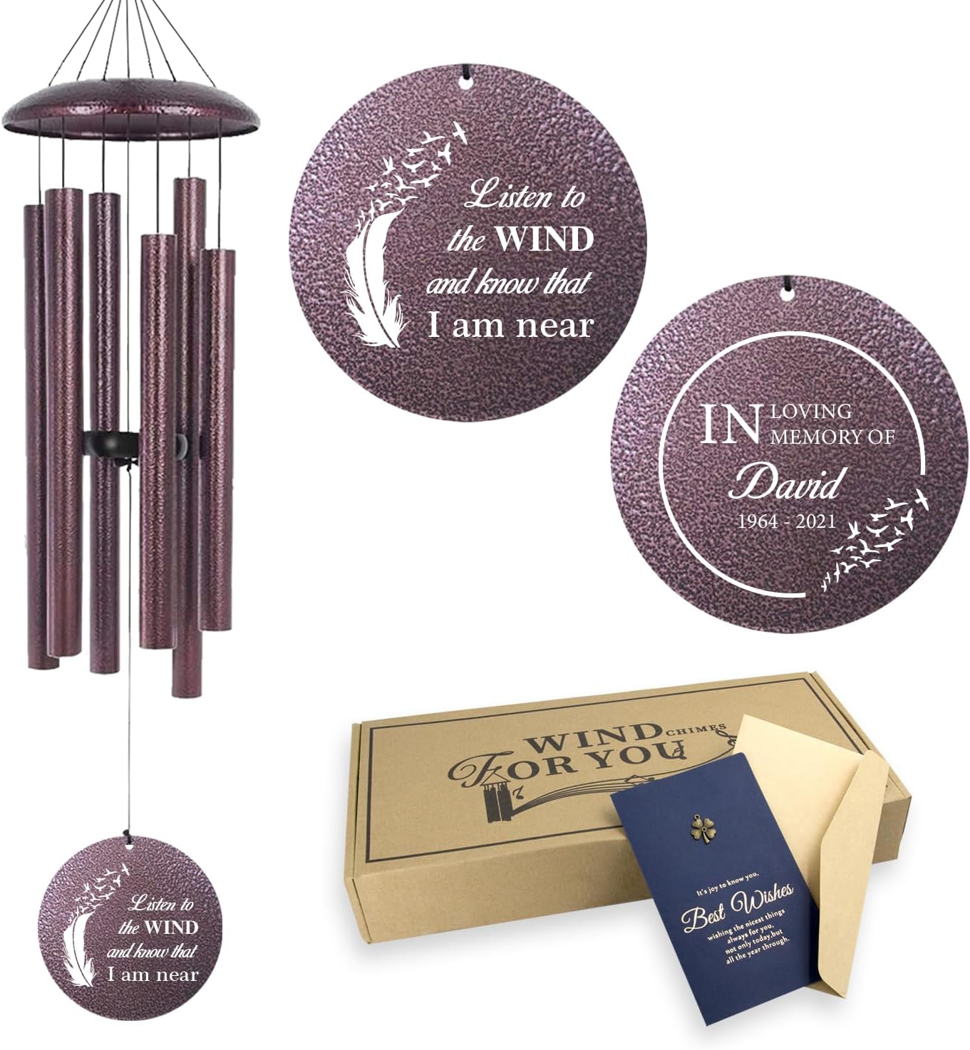 ASTARIN 36" Large Deep Tone Personalized Sympathy Wind Chimes, Memorial Wind Chime for Loss of
