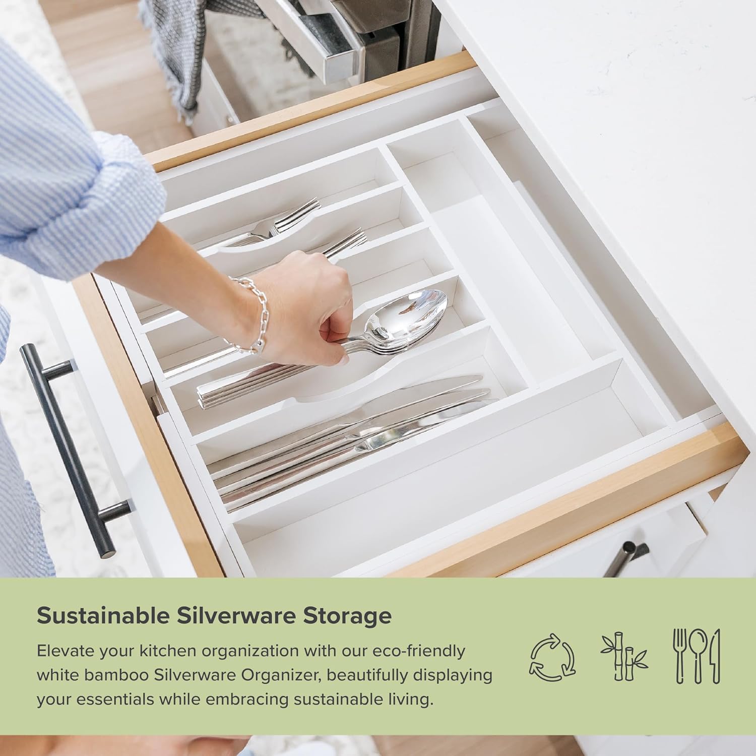 Premium Silverware, Flatware and Utensil Organizer for Kitchen Drawers, Food-Safe Contract Grade