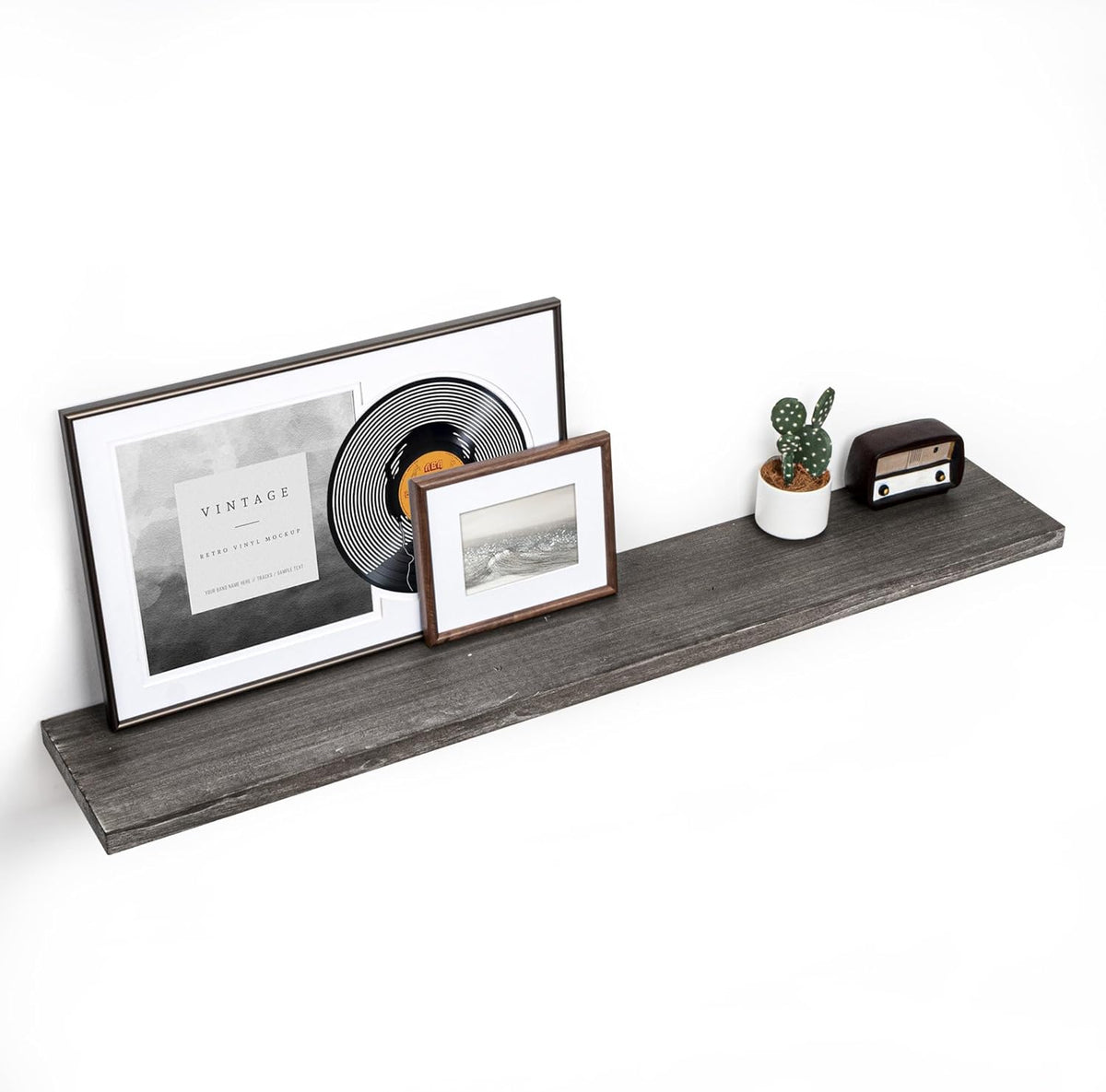 Fun Memories Floating Shelves for Wall, 55"x9.3" Rustic Solid Elm Wood Shelves, Heavy-Duty Wall