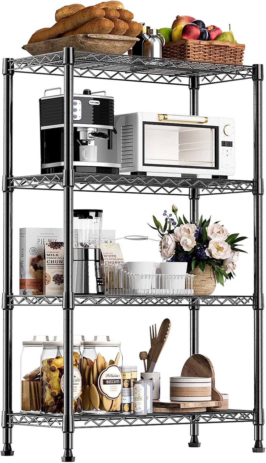 1000 lbs Storage Shelving Steel Heavy Duty 4-Tier Utility Shelving Unit Steel Organizer Wire Rack