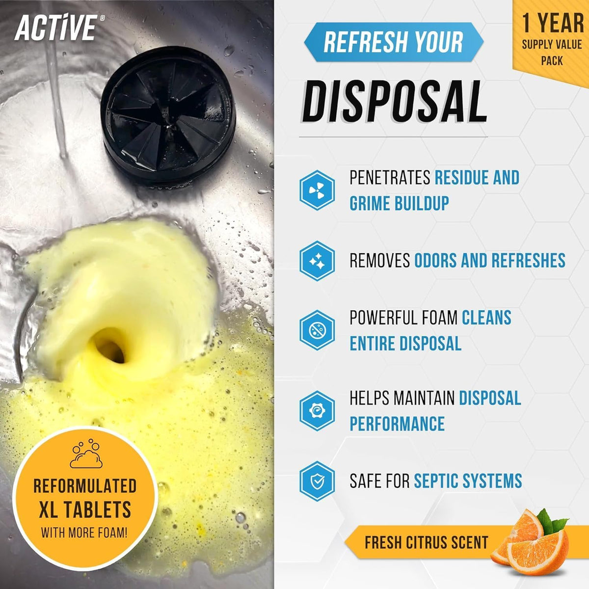 Washer Dishwasher Disposal & Coffee Cleaner Tablets - 96 Tabs Includes ACTIVE Washing Machine