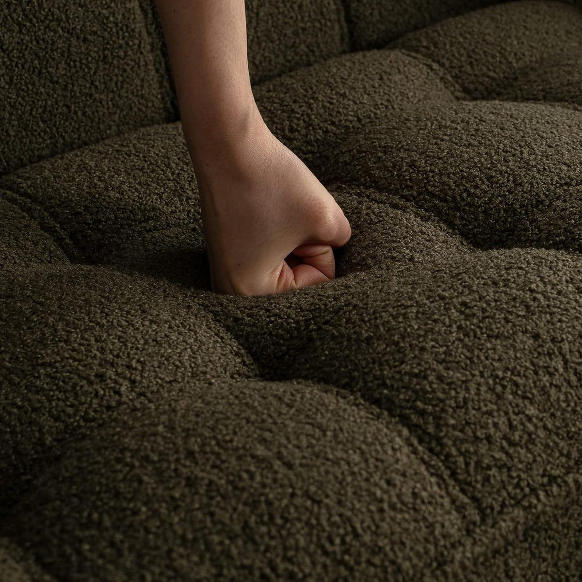 48" Small Loveseat Sofa, Modern Sherpa Mini Sofa Couch 2-Seater Fluffy Love Seat with Quilting