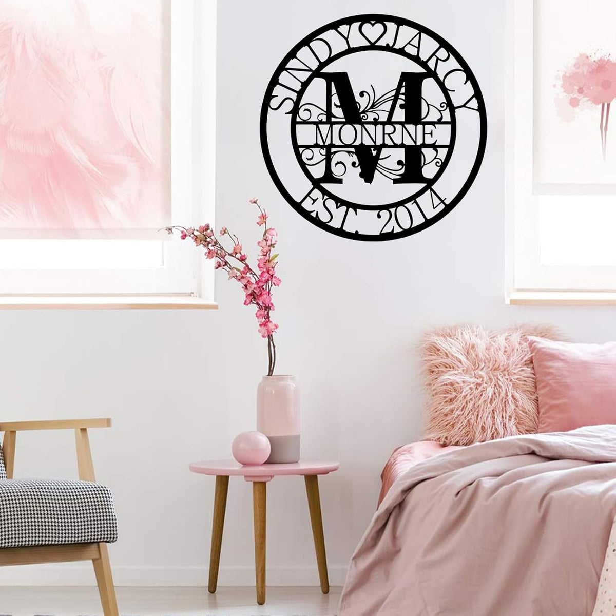 Custom Metal Sign | Personalized Family Name Sign | Monogram Wall Decor | Metal Name Sign| Split