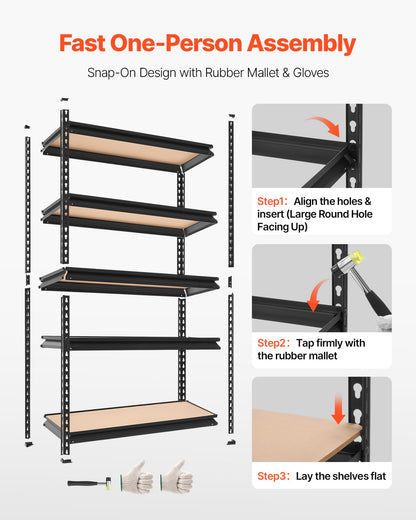 VEVOR Storage Shelves, 5-Tier Adjustable, 3000 lbs Capacity, Heavy Duty Garage Storage Shelving