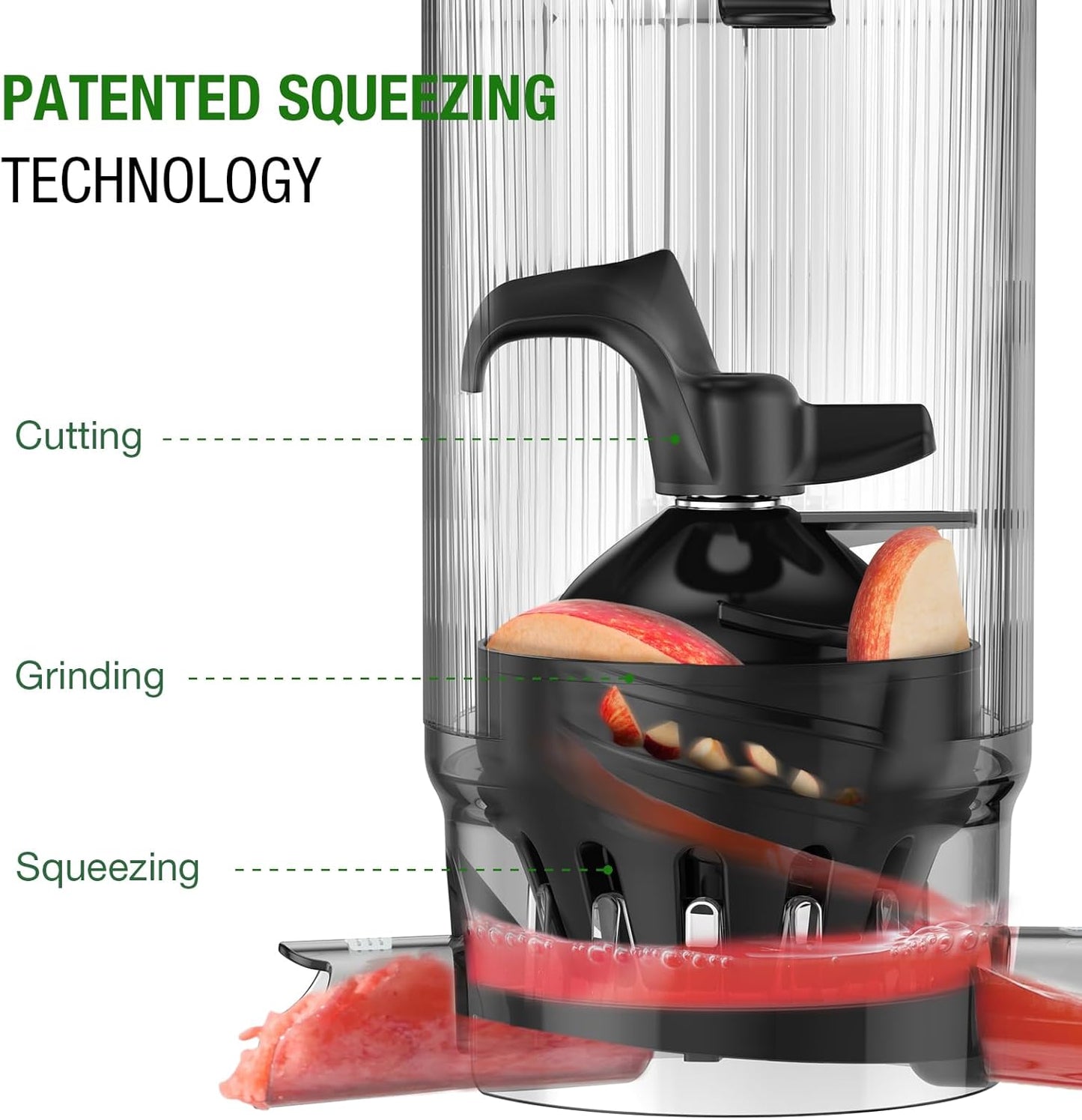 Juicer Machines, TUUMIIST Cold Press Juicer with 5.3" Extra Large Feed Chute Fit Whole Fruits &