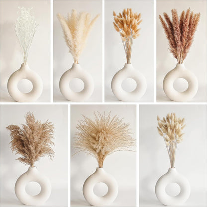 Dried Pampas Grass Decor, 128PCS Pampas Grass with Bunny Tails Dried Flowers, Reed Grass Bouquet