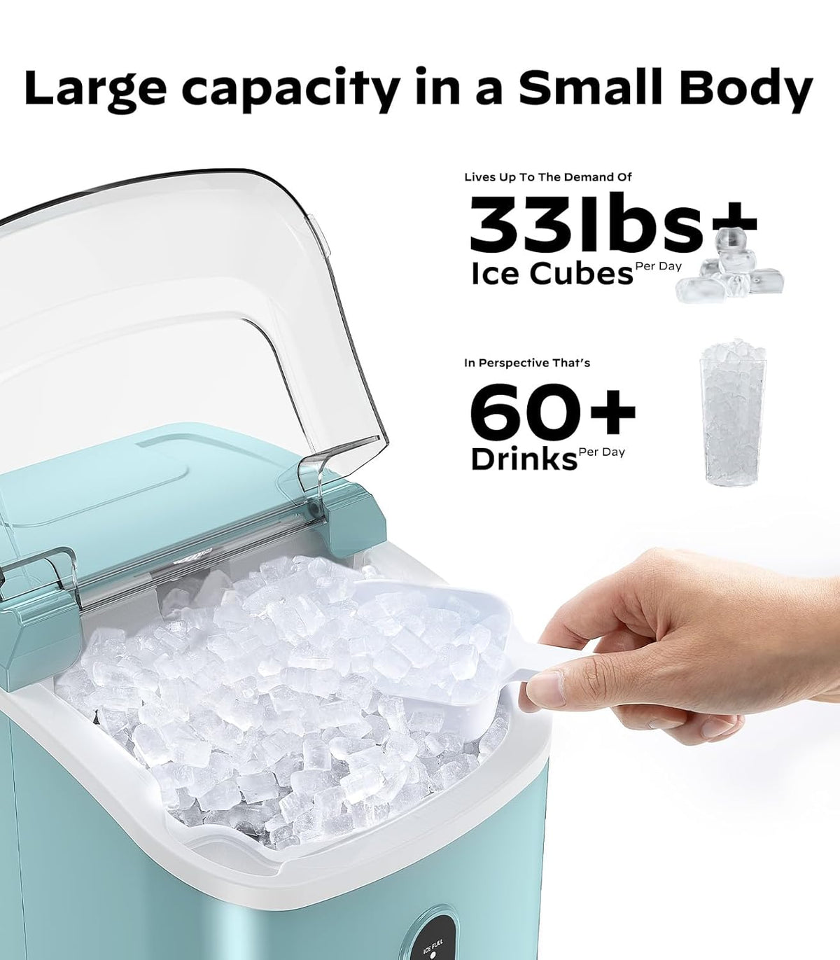 Nugget Ice Maker Countertop, Silonn Chewable Pellet Ice Machine with Self Cleaning Function, Pebble