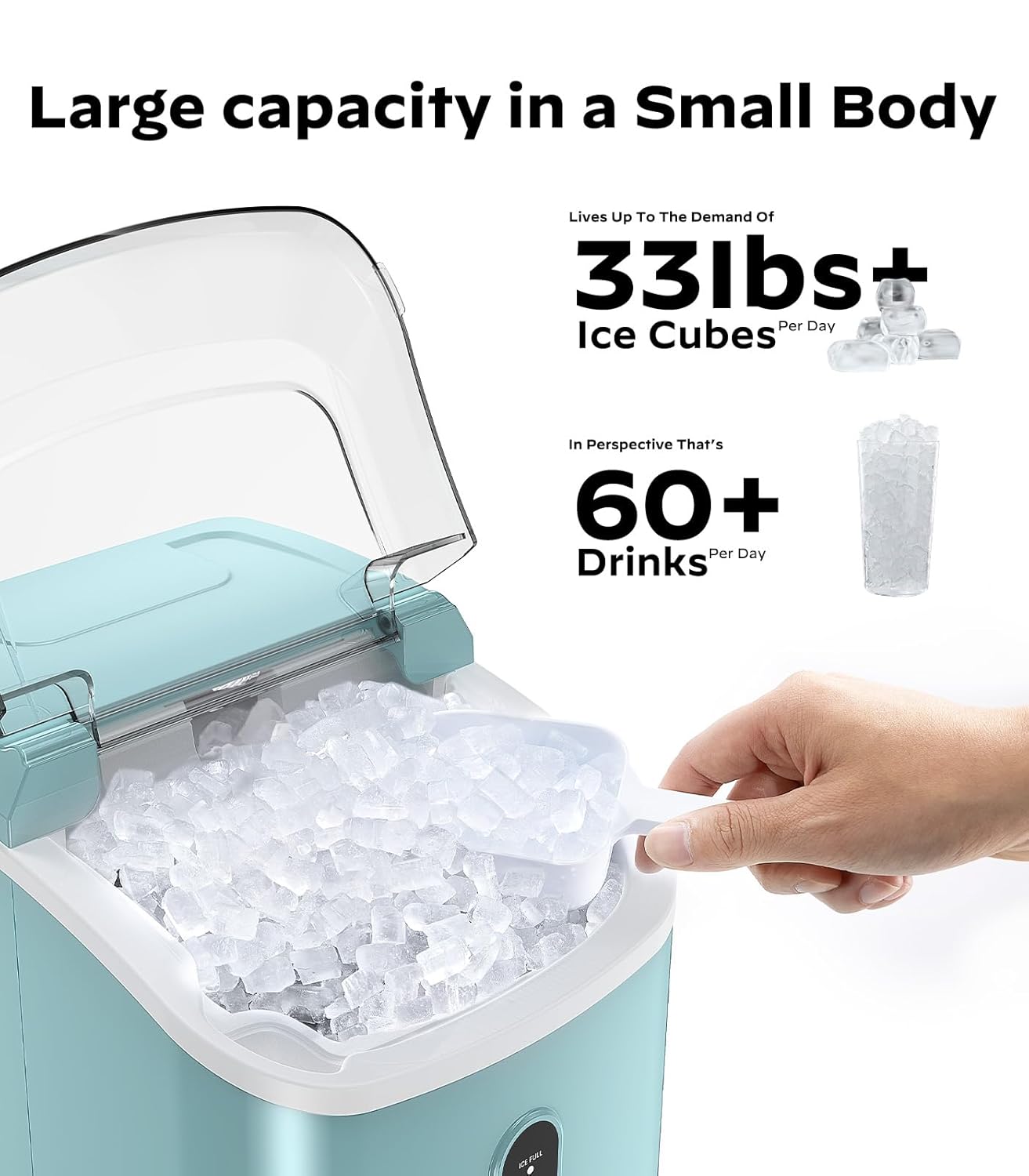 Nugget Ice Maker Countertop, Silonn Chewable Pellet Ice Machine with Self Cleaning Function, Pebble