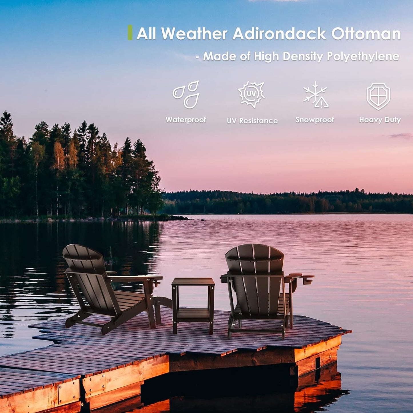 GREENVINES Adirondack-Ottoman | HDPE Plastic | Outdoor Footrest | All Weather | Foot Rest | Foot