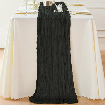 Sioloc Black Cheesecloth Table Runner Fall Autumn Decor for Home 10ft Table Cloth for Wedding
