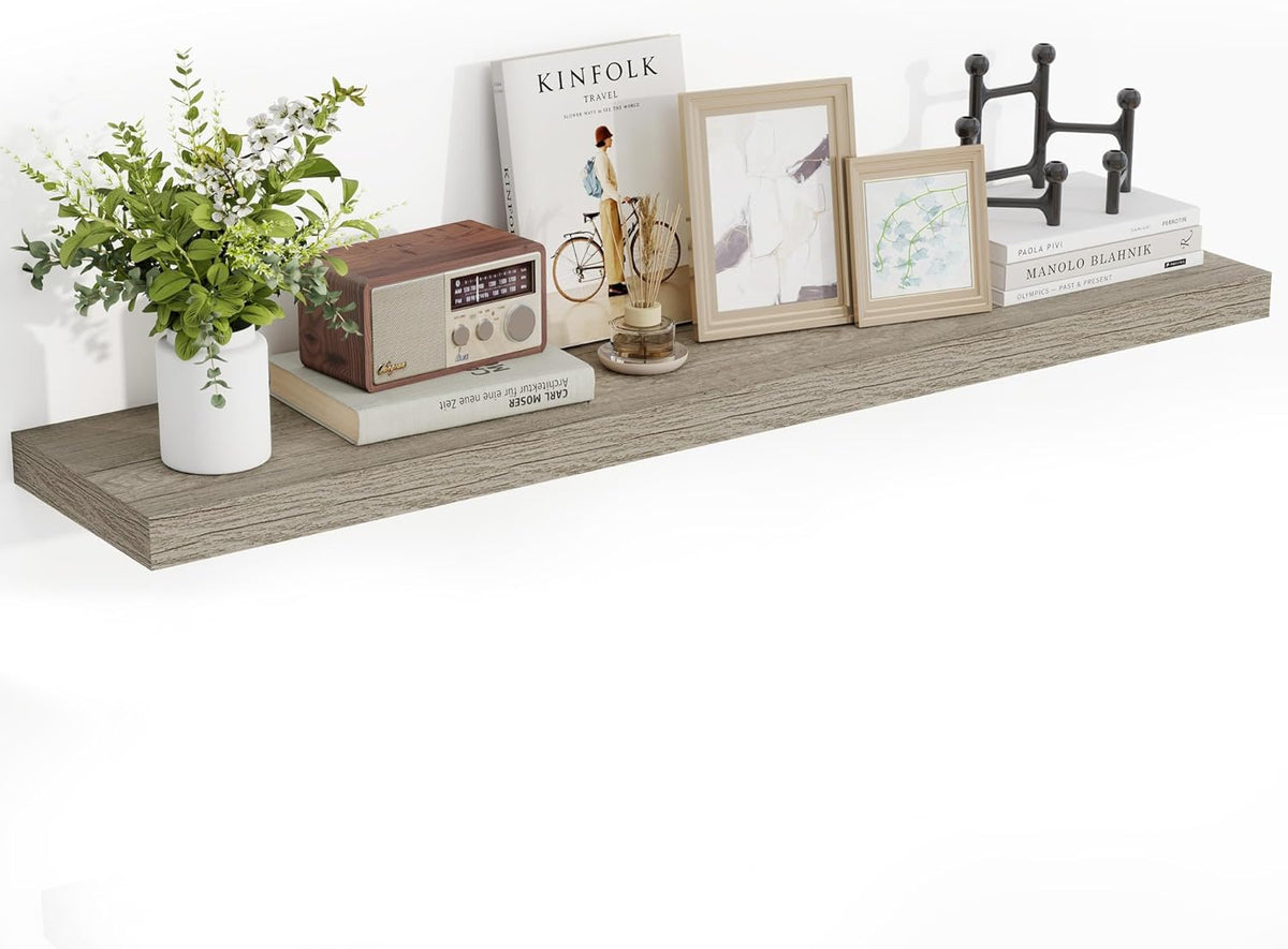 48 Inch Floating Shelves, 3D Textured Wood Grain, 48"x9.25"x1.5" Inch Deep Floating Shelves for