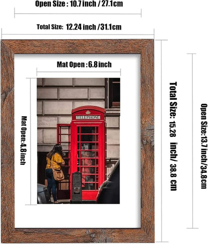 8x10 Picture Frame Set of 6, Display Pictures 5x7 with Mat or 8x10 Without Mat for Wall Mounting