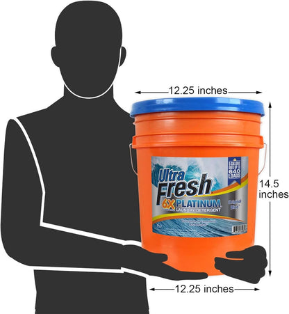 Ultra Fresh 5 Gallon Liquid Laundry Detergent Washing Soap for All Machine Types, 6X Platinum, Up
