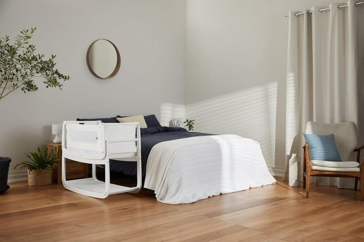 SnuzPod 4 Rocking Baby Bassinet Bedside Sleeper - Lightweight, Portable Bedside Bassinet, Lift Off