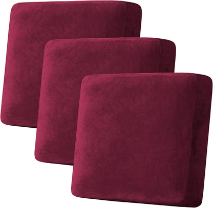 H.VERSAILTEX Velvet Stretch Couch Cushion Cover Plush Cushion Slipcover for Chair Loveseat Sofa