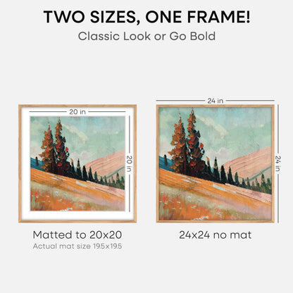 Homeforia 24x24 Wood Picture Frame, High End Natural Oak 24 x 24 Square Light Wooden Poster Frame