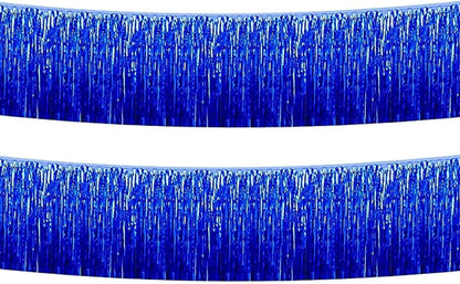 Blue Foil Fringe Garland 10FT 2packs, Metallic Foil Tinsel Fringe Banners for Parade Float