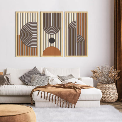 IARTTOP Mid century Modern Decor 16x32 Inch Large Boho Wood Wall Art Abstract Wooden Wall Decor