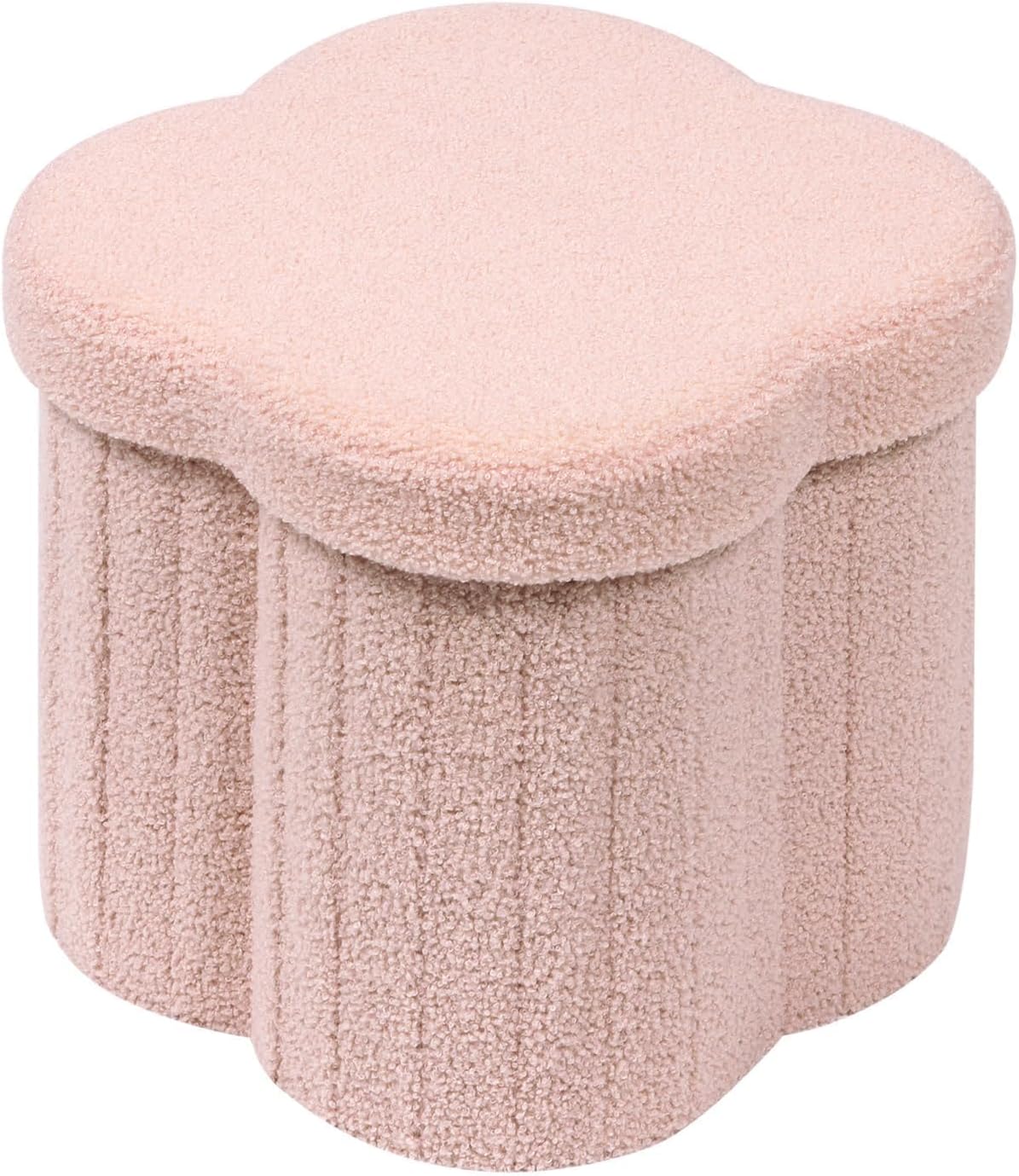 B FSOBEIIALEO Storage Ottoman Cube, Flowers Shaped Ottomans with Storage Foot Stool Footrest for