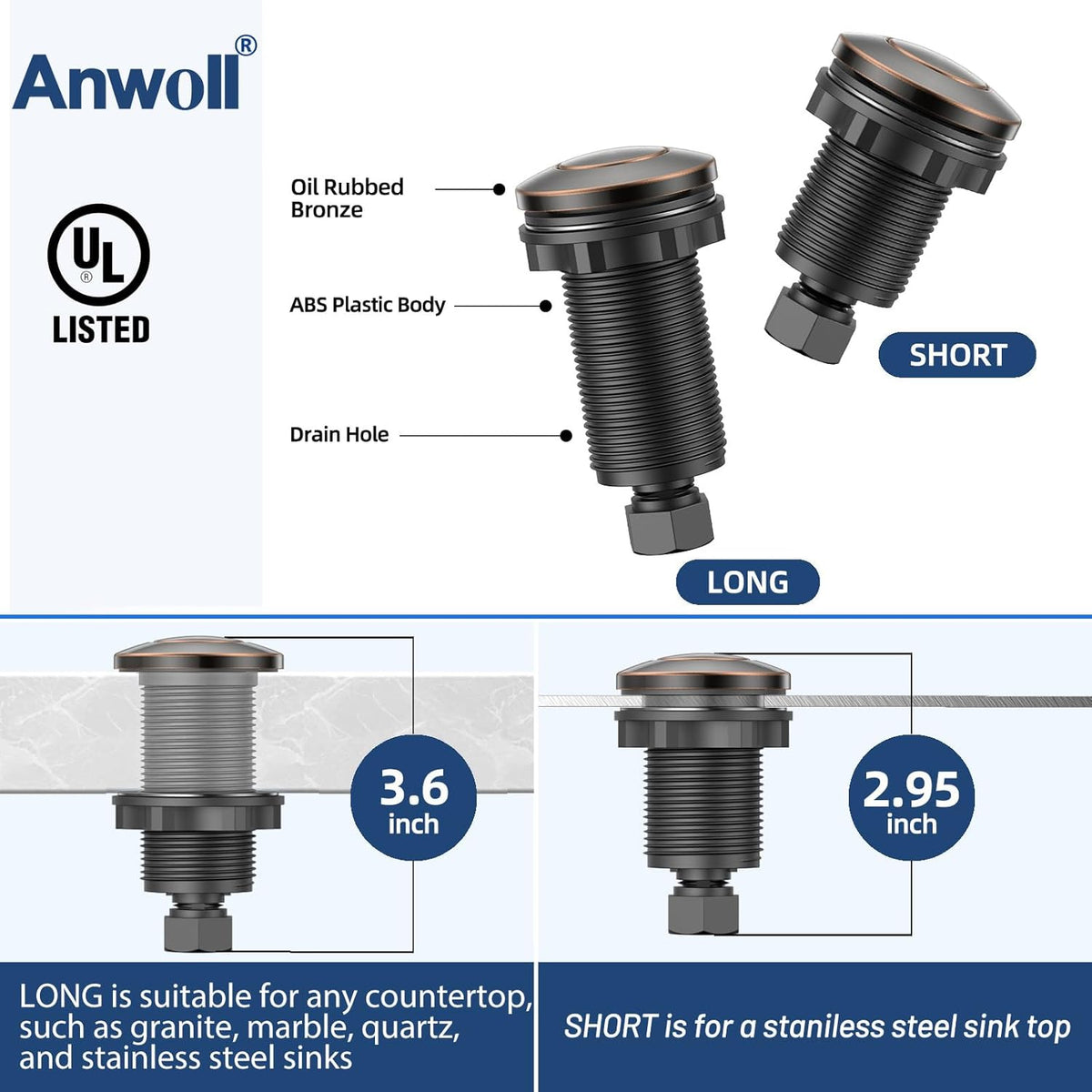 Garbage Disposal Air Switch Kit -Professional- Dual Outlet, Sink Top Waste Disposer On/Off, Garbage