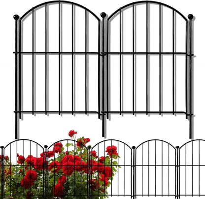 Decorative Garden Fence 17in x10ft, 10 Pack Rustproof Metal No Dig Fence Animal Barrier for Dog