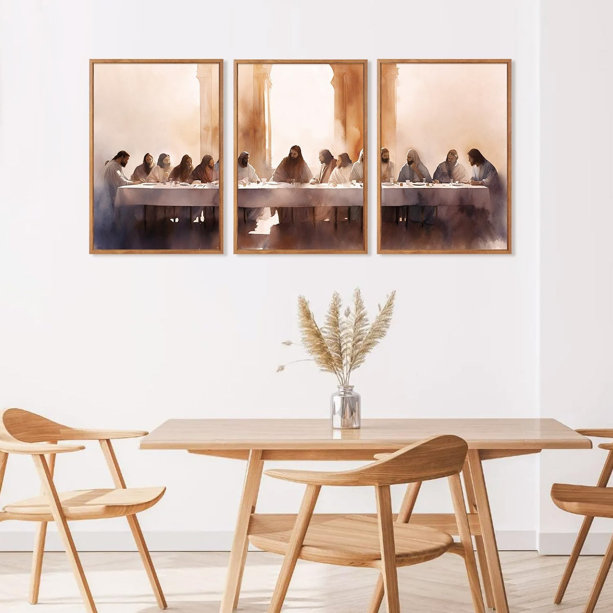 Aurlan Jesus Last Supper Bible Story Wall Art(16"x24"), 3PCS Boho Christ Christian Easter Gifts