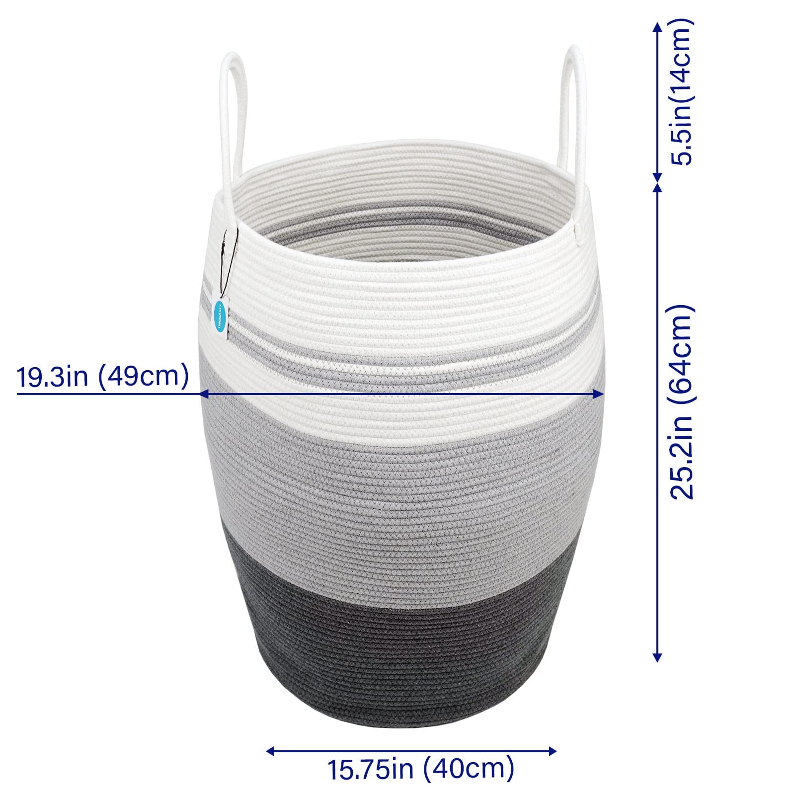 Casaphoria Extra Large Woven Cotton Rope Storage Basket with Handles for Organizing,Tall Woven