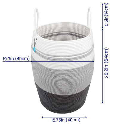 Casaphoria Extra Large Woven Cotton Rope Storage Basket with Handles for Organizing,Tall Woven