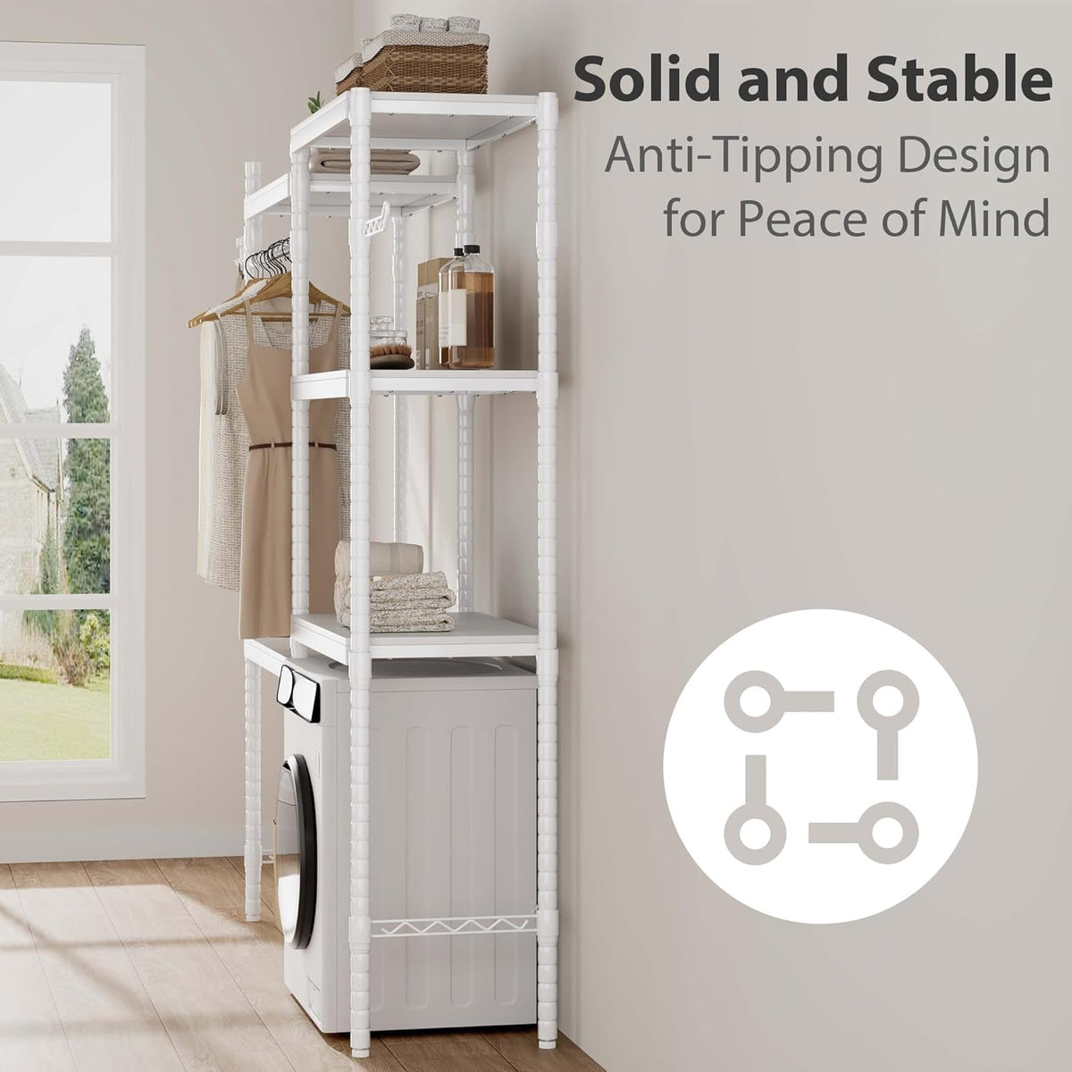 Double Row Over Washer and Dryer Storage Shelves, Laundry Room Organization and Storage, Heavy Duty