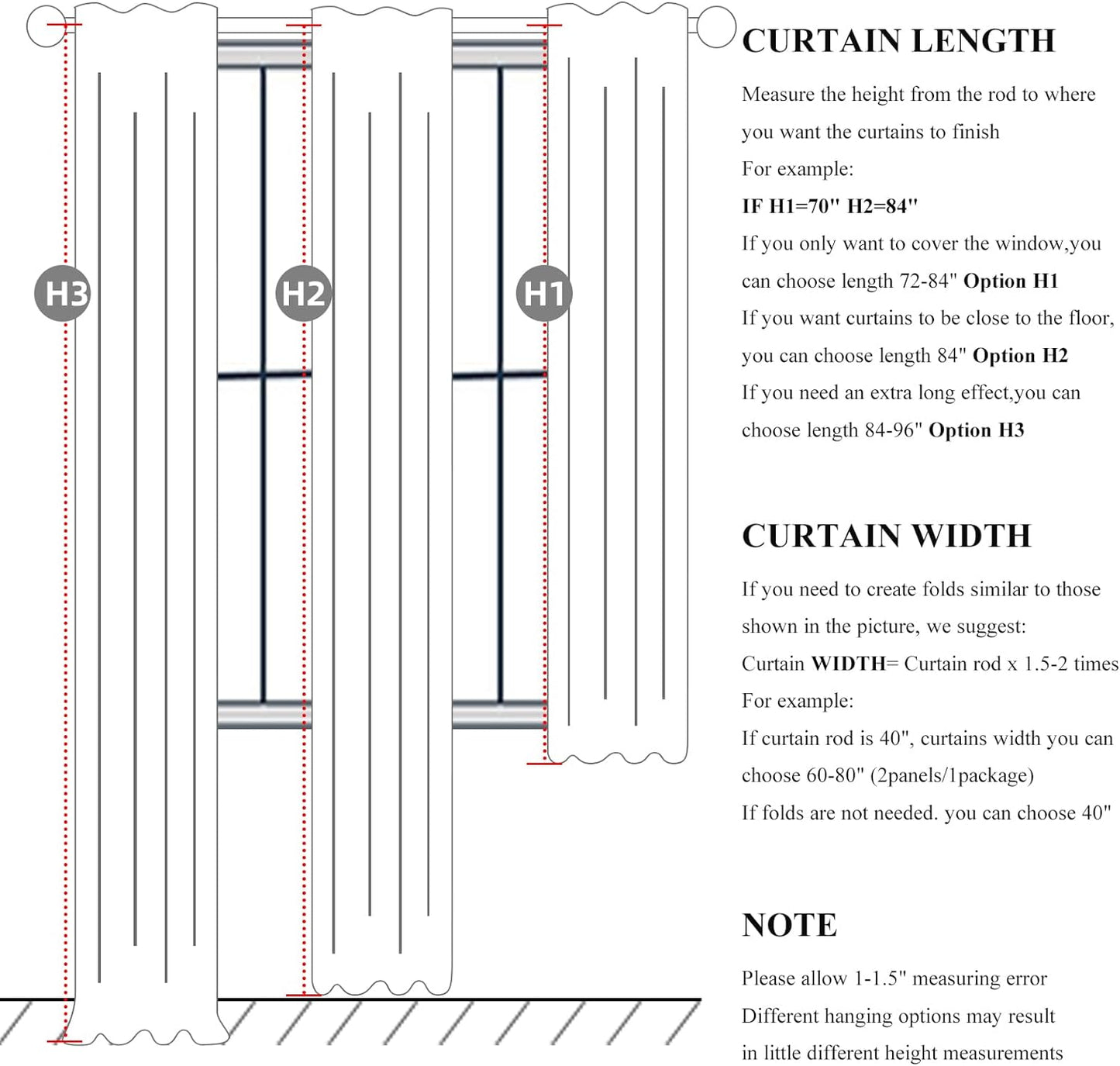 8-3/4FT Extra Long Curtains for Bedroom, Lush Decor 105 Inch Linen Blackout Light Blocking Nursery