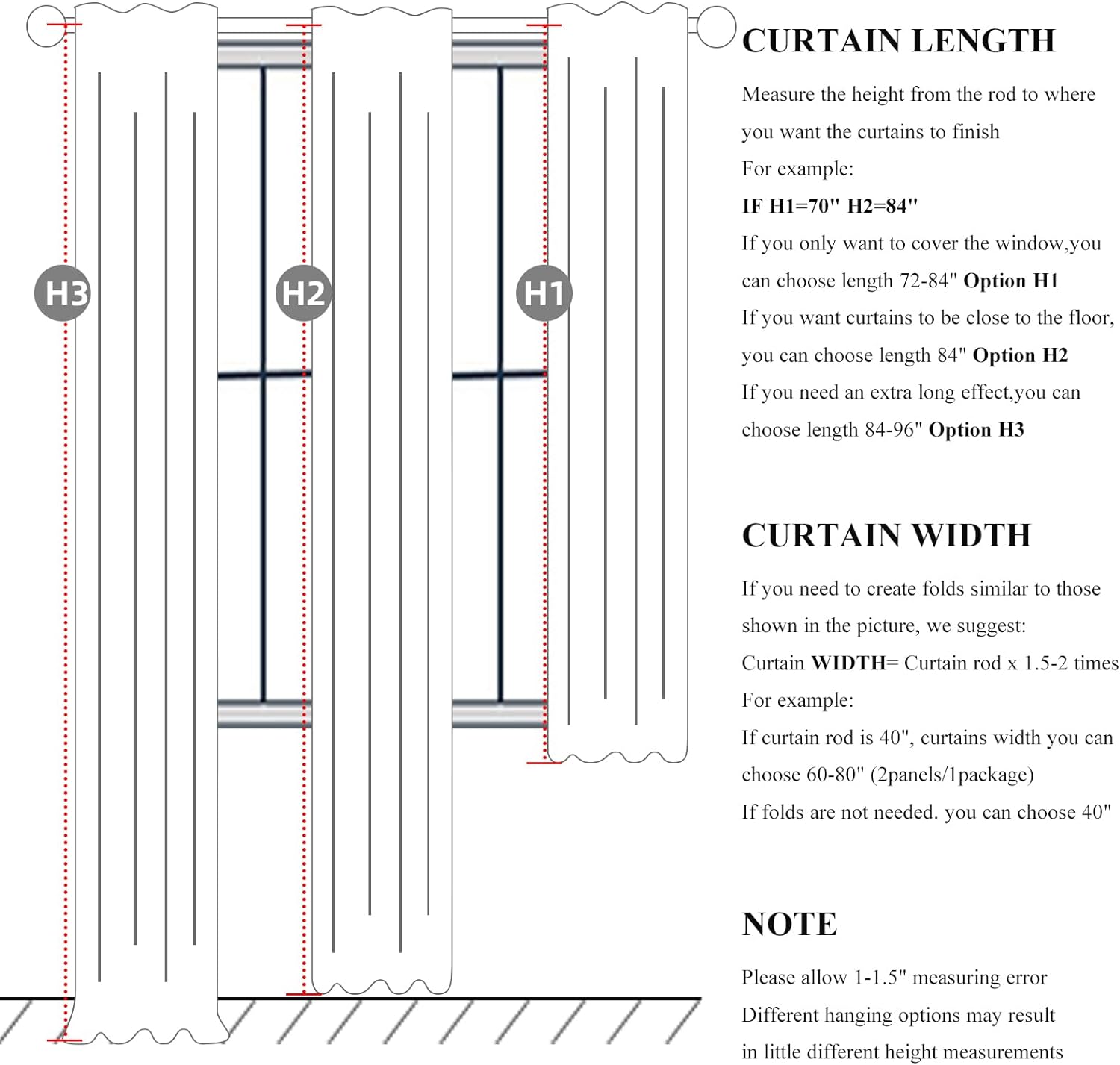 8-3/4FT Extra Long Curtains for Bedroom, Lush Decor 105 Inch Linen Blackout Light Blocking Nursery
