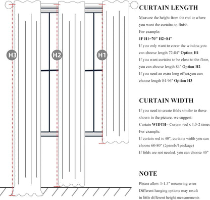8-3/4FT Extra Long Curtains for Bedroom, Lush Decor 105 Inch Linen Blackout Light Blocking Nursery