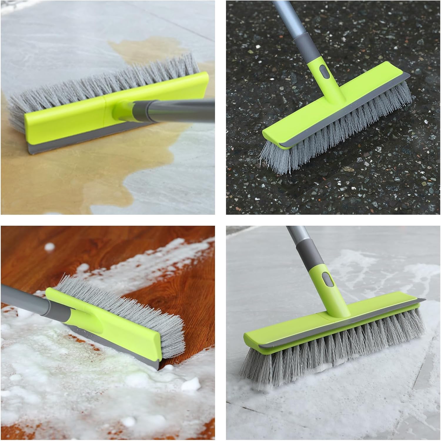 Floor Scrub Brush 2 in 1 Scrape and Stiff Bristle Deck Brush for Cleaning Concrete, Patio, Garage
