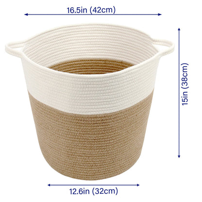 Casaphoria Natural Woven Cotton Rope Storage Basket,Jute Laundry Basket for Bedroom, for Organizing