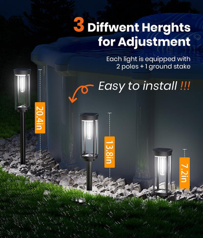 Solar Pathway Lights Outdoor Waterproof 4 Pack Upgraded Solar Walkway Landscape Lighting Outside