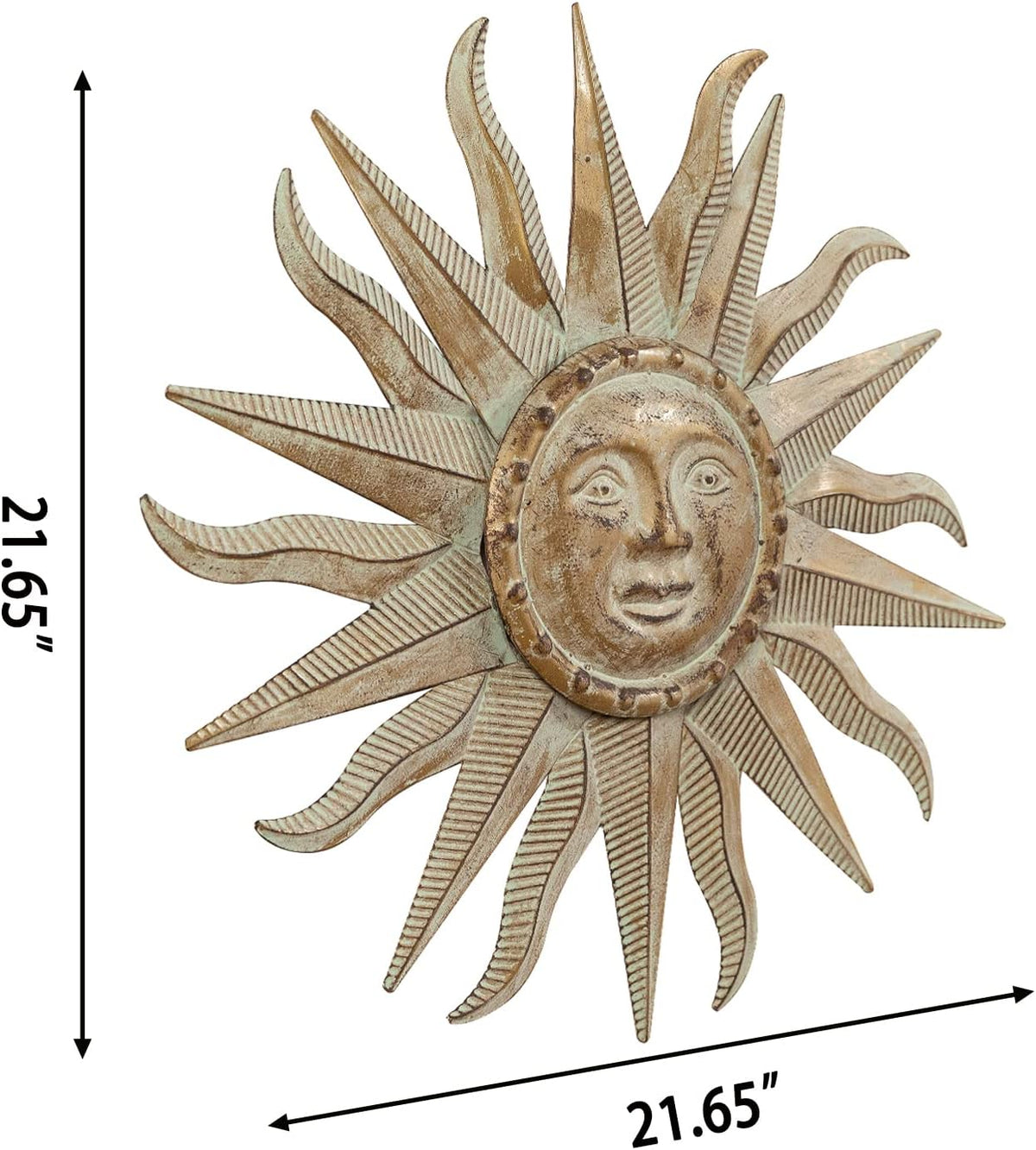 TICKCACY Metal Sun Wall Art Decor Sculpture, 3D Sun Wall Art Decoration Hanging for Outdoor Indoor