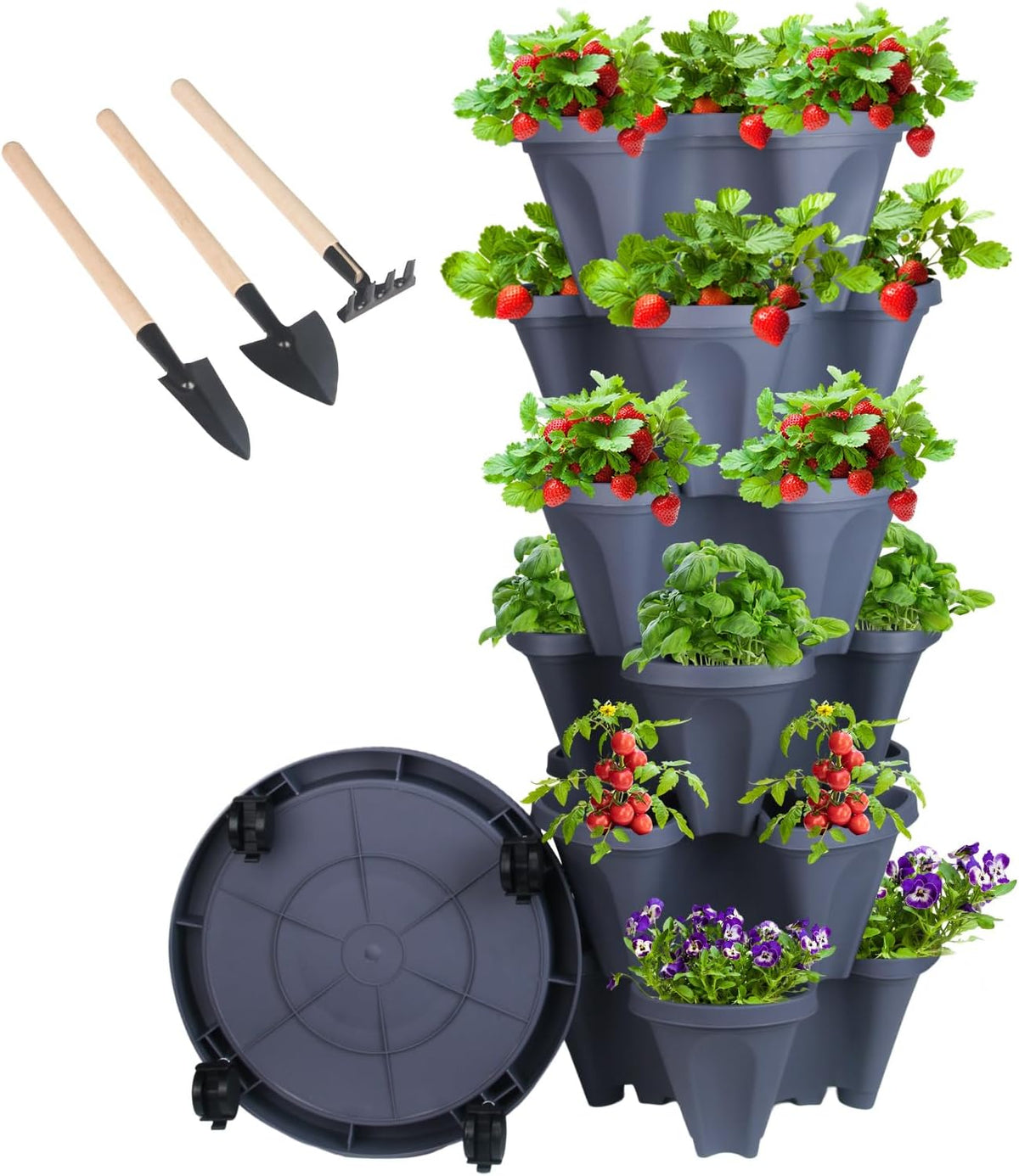 Vertical Planter 6 Tier Stackable Planters Garden Planters Strawberry Herb Flower and Vegetable