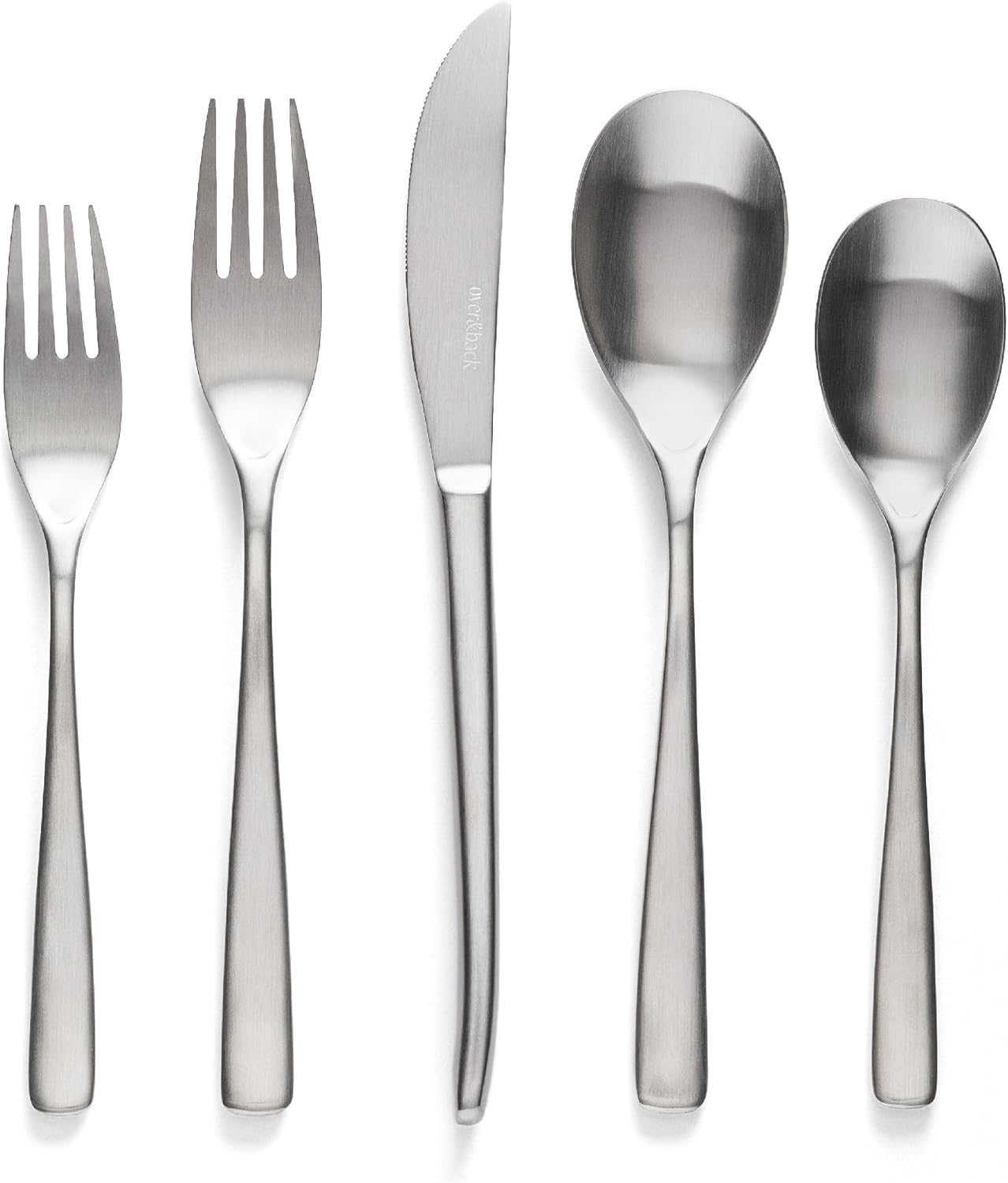over&back 20pc Curved Flatware Cutlery Set - Comes with 4 Dinner Forks, 4 Salad Forks, 4 Dinner