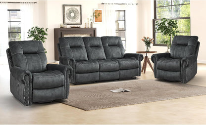 EBELLO 3 Pieces Reclining Couch Furniture Set for Living Room, Double 1 Seat Power Recliner Chair