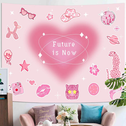Lunerfex Y2K Tapestry Pink Wall Tapestry, Cute Tapestries for Bedroom Funny Tapestries Wall Hanging