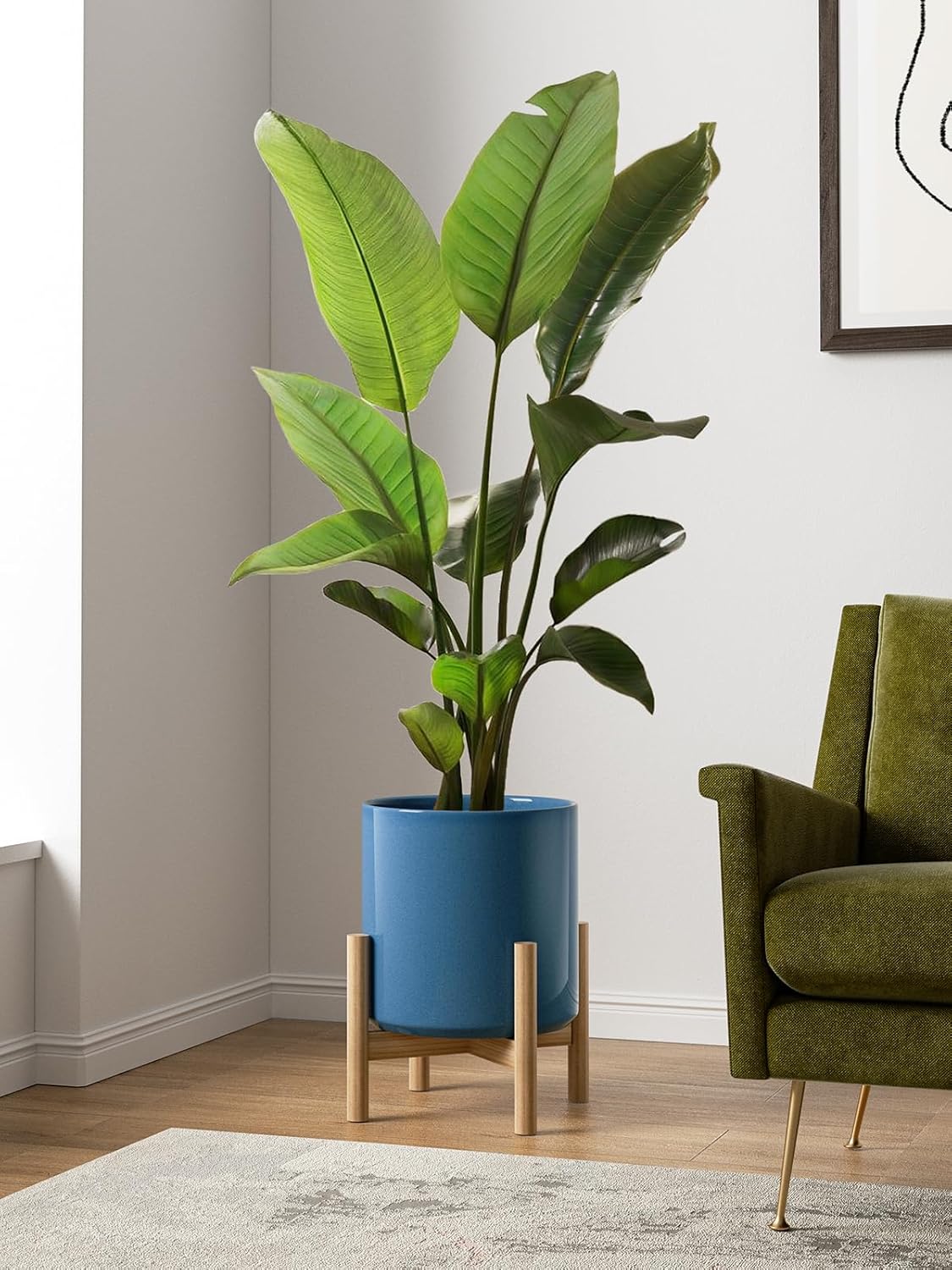 LE TAUCI 12 Inch Pots for Plants, Ceramic Large Plant Pot for Indoor Plants, Mid-Century Modern