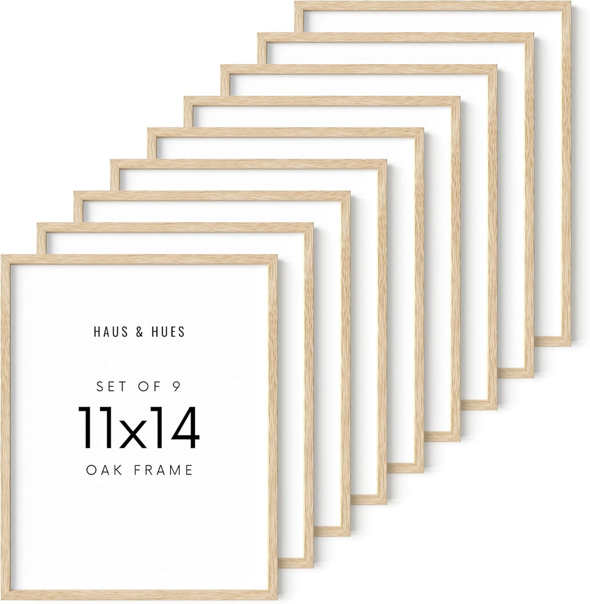 HAUS AND HUES Square Picture Frames 11 x 14 Set of 9 - Photo Gallery Wall Frame Set, Wood 11x14
