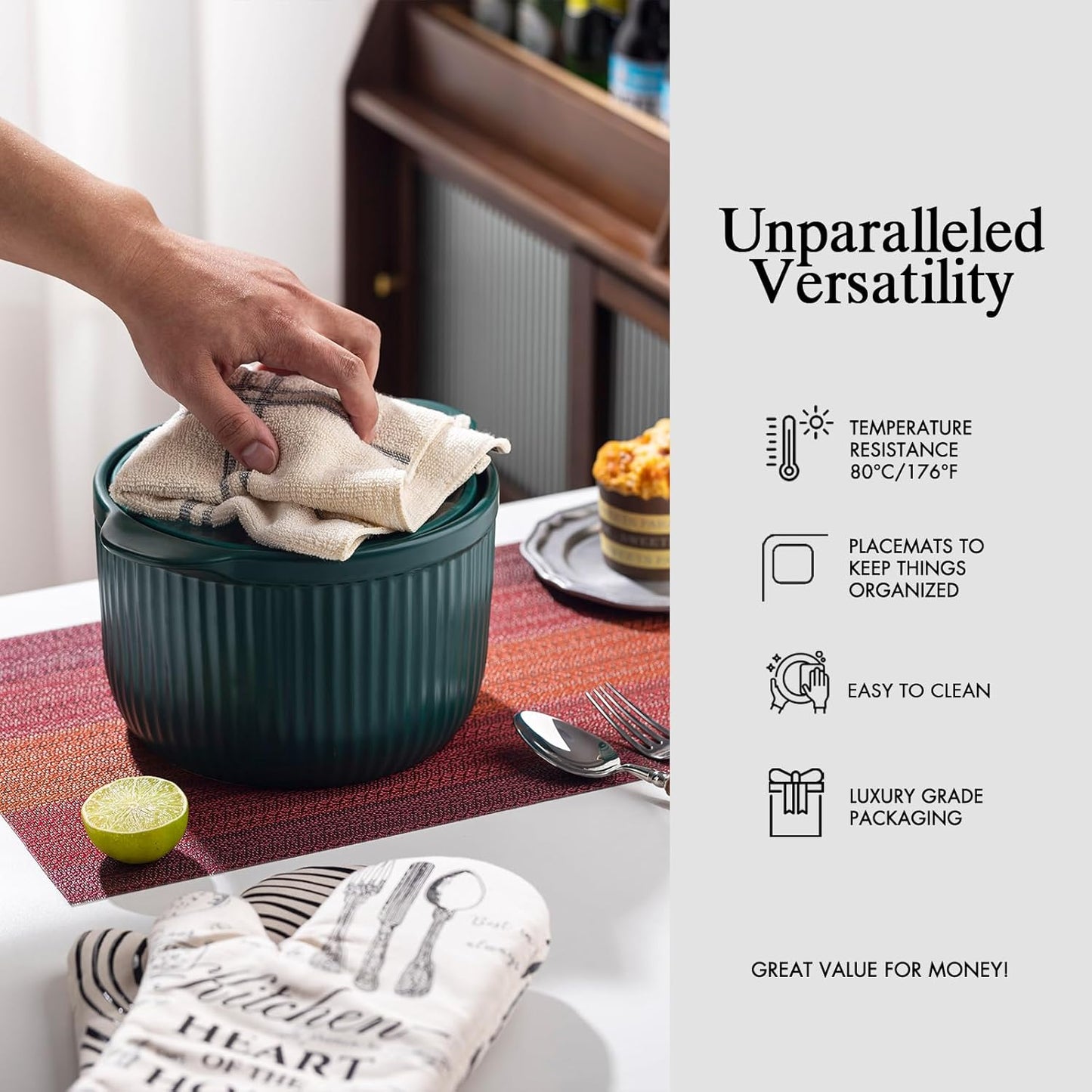 Placemats Set of 8 - Easy Clean Woven Vinyl Placemats for Dining Table, Indoor/Outdoor Place Mats