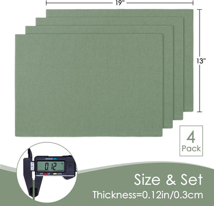 MANSPHIL Sage Green Cloth Placemats Set of 4, Washable Thick Faux Linen Place Mats Heat Resistant